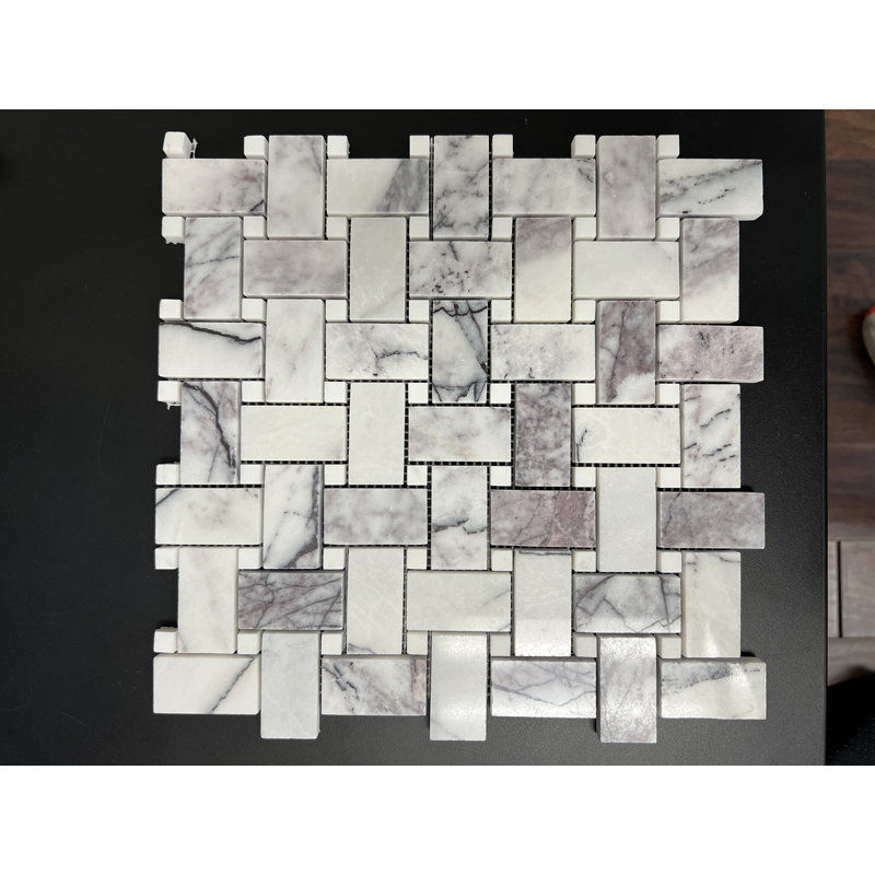 Mosaïque de pierre naturelle lilas tressée 1x2
