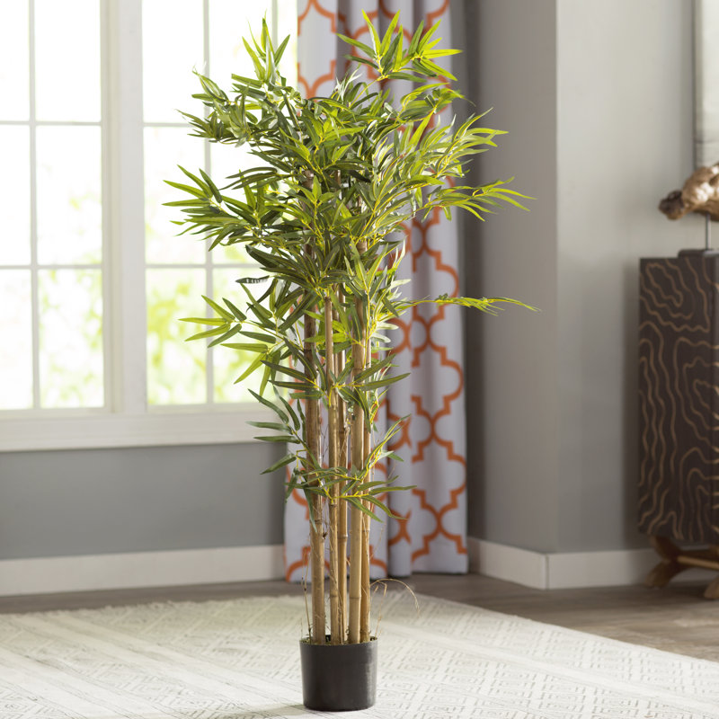 Faux Bamboo Tree in Pot, 48" H x 30" W x 30" D