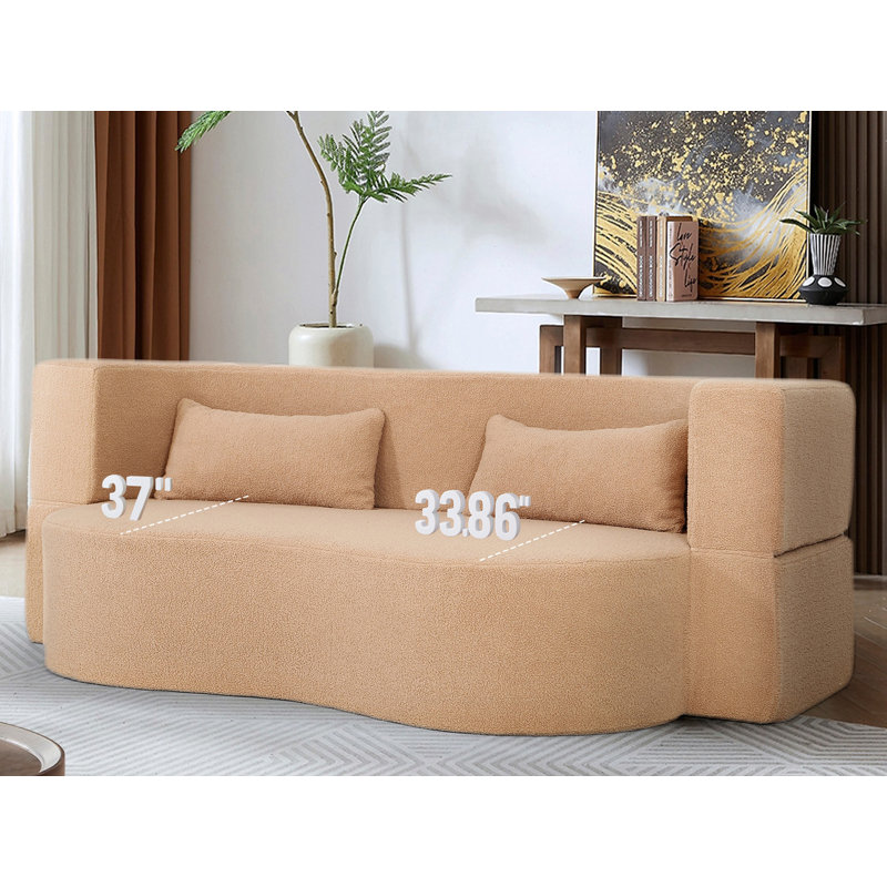 Canapé-lit double 79,5 po avec 2 coussins, Abricot