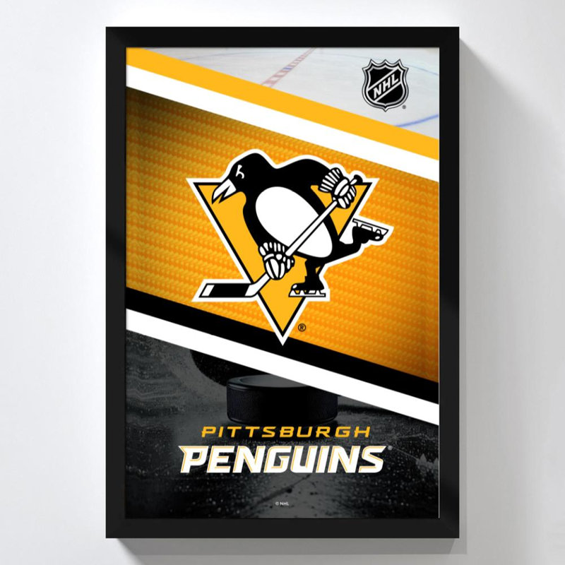 Décoration murale des Penguins de Pittsburgh (NHL), H 48 po x l 32 po, Acrylique encadré, Noir