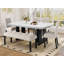 Ensemble de table de salle à manger moderne 6 pièces, table de salle à manger en faux marbre 63 "avec pieds géométriques, 4 chaises rembourrées et 1 banc, facile à assembler, beige et blanc-131983169-131983170-131983172-131983176