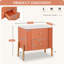 Table de chevet moderne avec 2 tiroirs de rangement, table de chevet cannelée avec poignées et pieds en métal doré, table de bout pour le salon et la chambre à coucher, assemblage facile, orange-1756000579