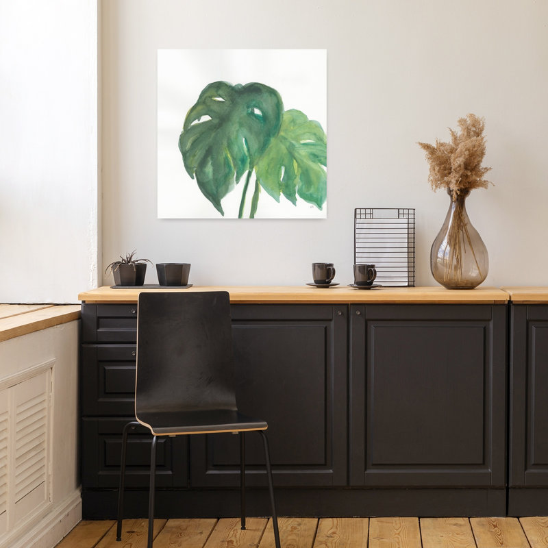 Palmier tropical II, art abstrait de paysage tropical, H 18 po x l 18 po