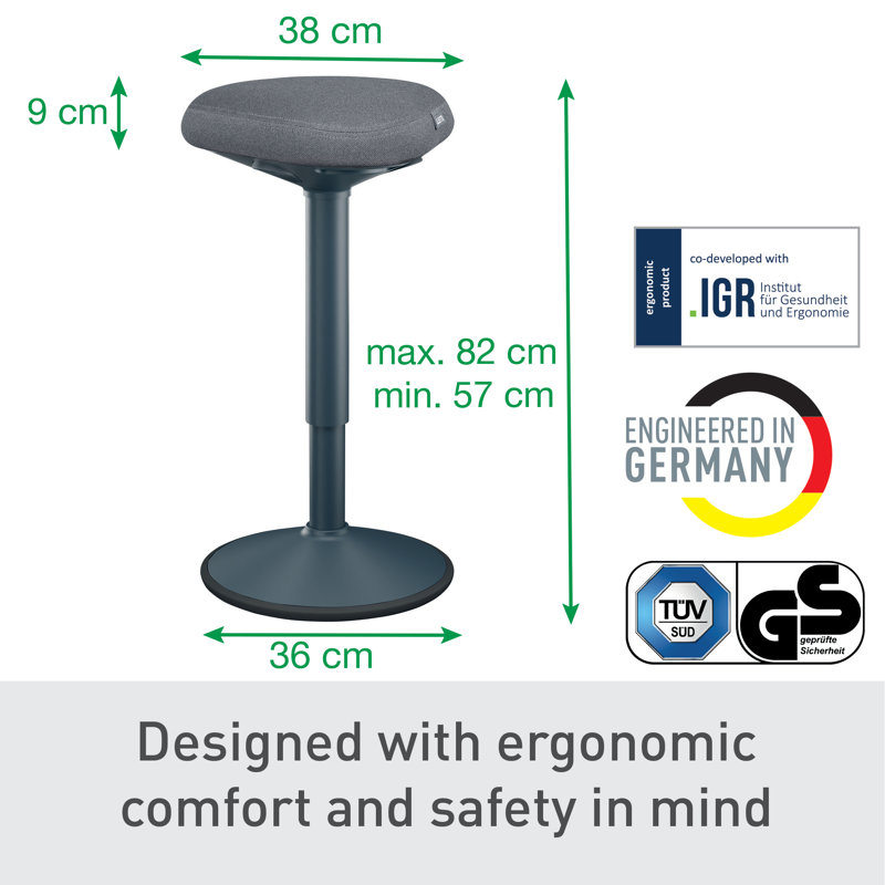 Adjustable Height Active Stool, Matte Blue