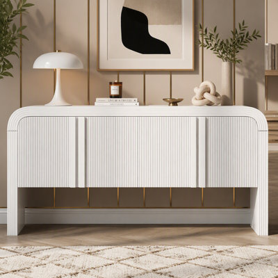 Console/buffet rustique de 158 cm (62,2 pouces) à motif ondulé, avec 4 portes et tablette réglable