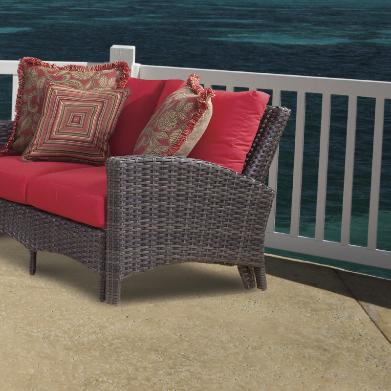 Spruill Wicker Outdoor Lounge Chair, Canvas Crimson Sunbrella® Canvas
