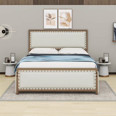 Dairius Queen Size Upholstered Platform Bed with Nailhead Decoration and 4 Drawers -  Alcott HillÂ®, 8229208E82944BB4AE4D0FD104D0D8B4