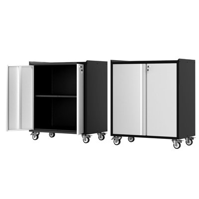 Armoire de rangement de garage robuste avec roulettes, armoire à outils roulante avec tablette réglable et portes verrouillables, résistante à la rouille pour atelier de bureau personnel