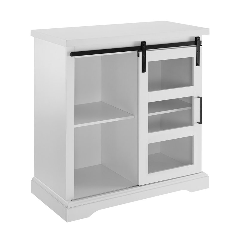 Stotfold 32'' Sliding Glass Door Accent Server, Solid White
