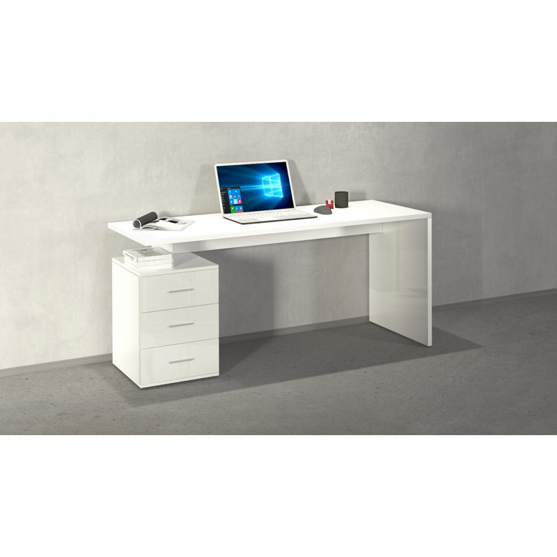 Basim Computer Desk, White