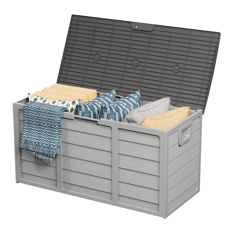 SUNCROWN Deck Box 75 Gallons Water Resistant Resin Lockable Deck Box, Gray