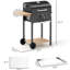 Barbecue d'extérieur au charbon de bois noir avec tablette de rangement pliante, cendrier coulissant et ouvre-bouteille pour une expérience de cuisson en douceur