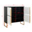 Armoire 42 po avec 4 portes, poignées en métal, pour la cuisine, la salle à manger, le salon, la base polyvalente blanche et noire