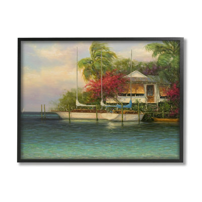 Bateau tropical, bord de l'eau, art numérique par Martin Figlinski
