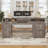 Farmhouse 63" Executive Desk, Wood Computer Desk With Drawers And Storage Cabinet, Home Office Desk With File Drawer And Monitor Stand, Wood Desk For Work Study Writing-706719275