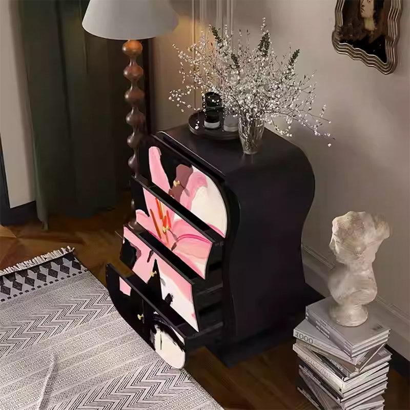 Walnut Frame Multi-Drawer Decorative Cabinet