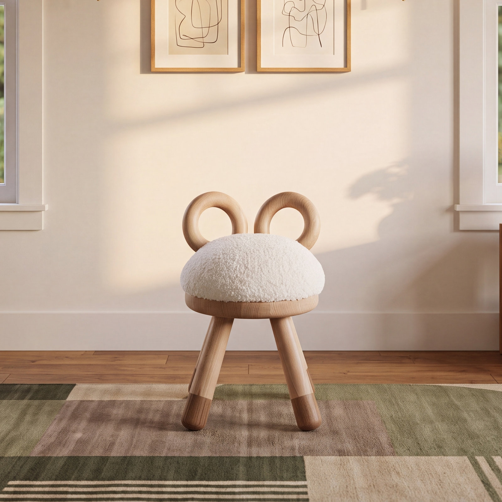 Kids Wood Novelty Chair and Ottoman Set