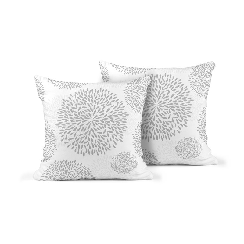 Floral Outdoor Reversible Throw Pillow, 19W" x 19H", Gray