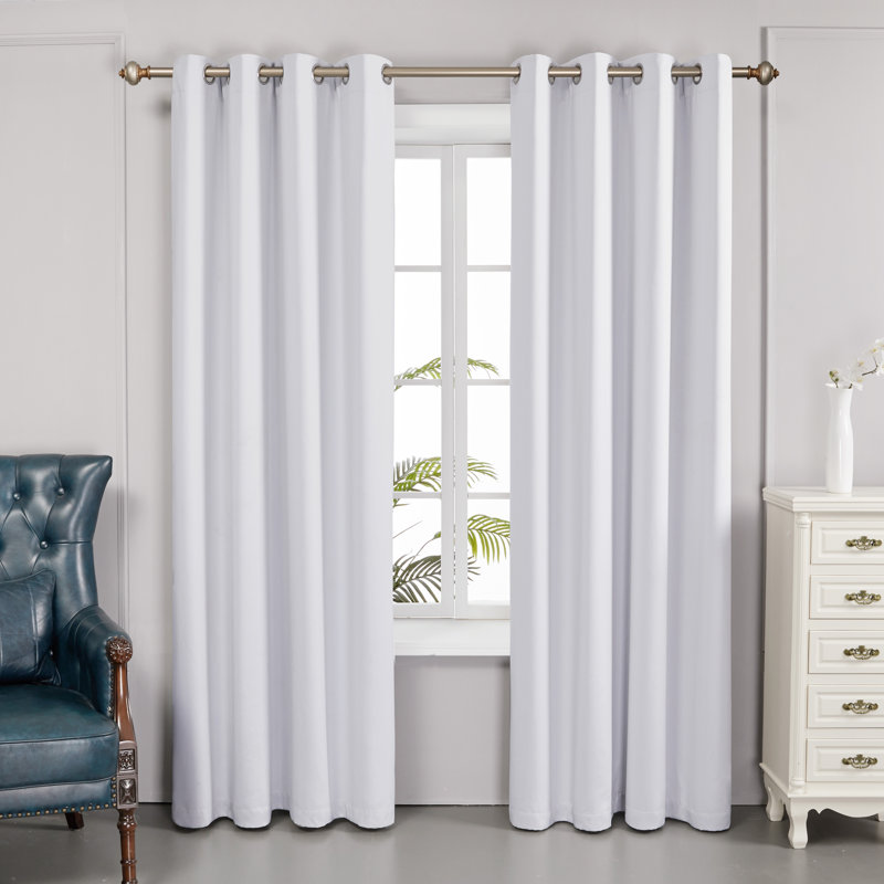 Paire de rideaux doublés occultant 100% Bursaite, L 52 po x L 108 po, Blanc grisâtre
