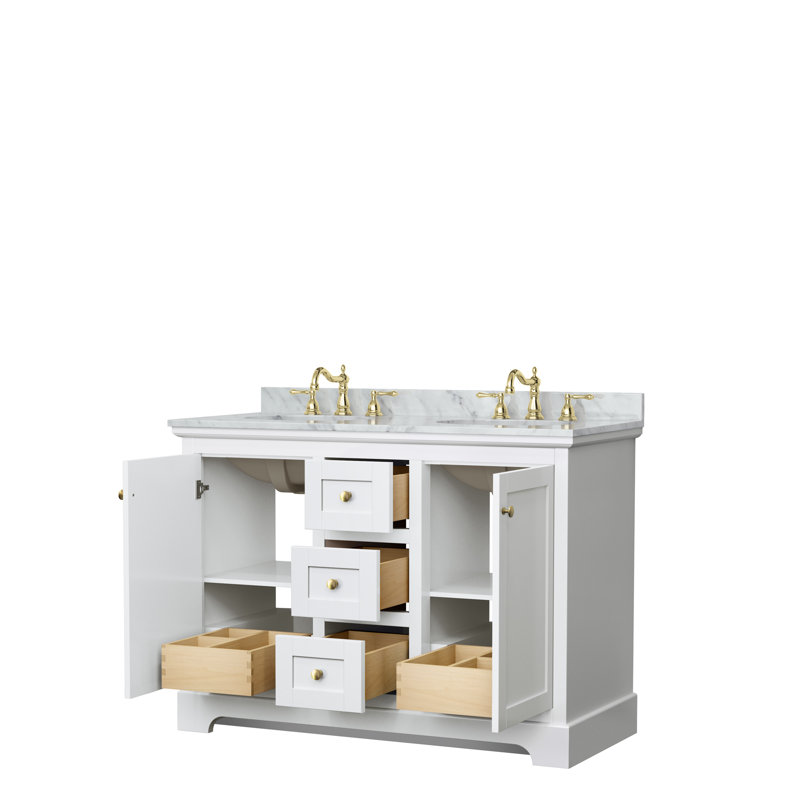 Ensemble de meuble-lavabo double 48 po Avery, Blanc, Noir mat