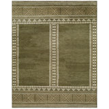 Riviera Hand Knotted Wool Ikat Area Rug in Green