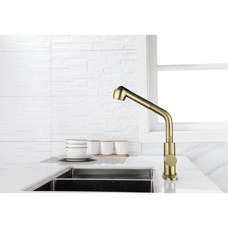 Spot Gold Stainless Steel Laundry Faucet With Single Pull-Out And Dual Spray, 360 Rotating Nozzle, Corrosion Treatment, Suitable For Daily Cleaning Spray In Stainless, High Simple Water Flow Control,