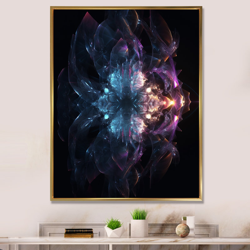 Cristal cosmique abstrait dans l'espace lointain - impression, H 44 po x l 34 po x P 1,5 po, Cadre flottant doré