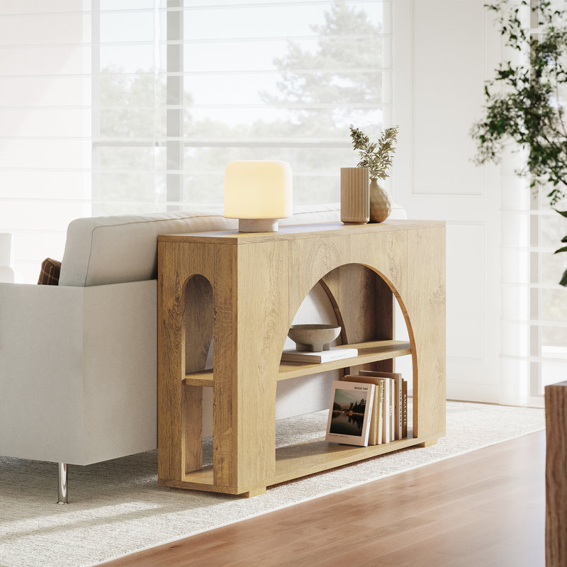Table console 55 po, canapé d'entrée en bois à 3 niveaux pour le couloir, le salon, le vestibule