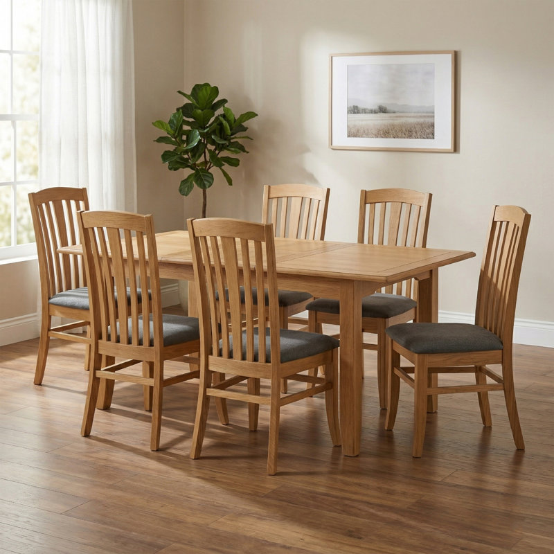 Censu Oak 120cm Dining Table, 18cm H x 90cm W x 200cm D