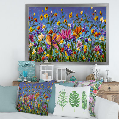 " Daisies and Wildflowers in Summer Garden Field I " Color Photography Painting