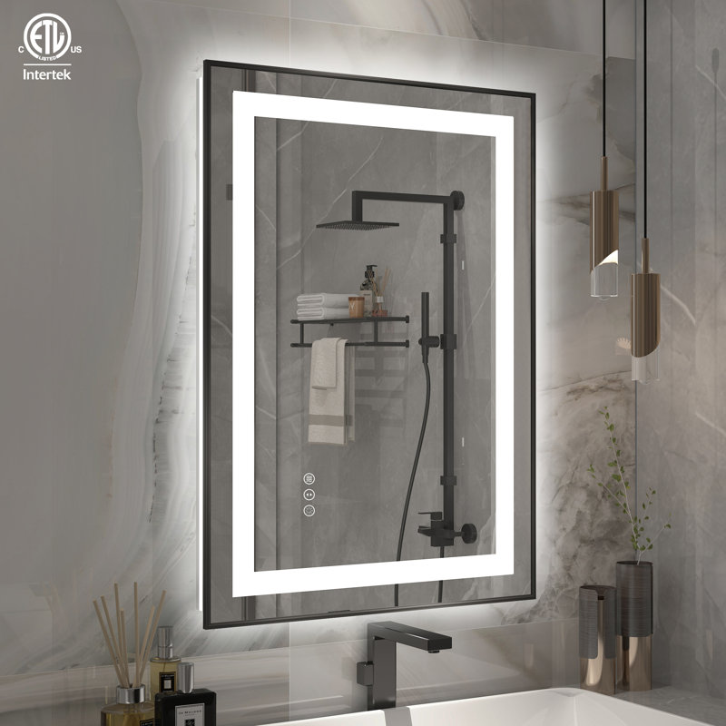 Dokes Super Bright Front & Back LED Lighted Anti-Fog Tempered Glass Bathroom/Vanity Mirror with ETL , 28" x 20"