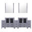 96 In. Wide Dark Grey Double Bath Vanity With Side Cabinets, Ceramic Top, Mirrors, And Customizable Storage Practical