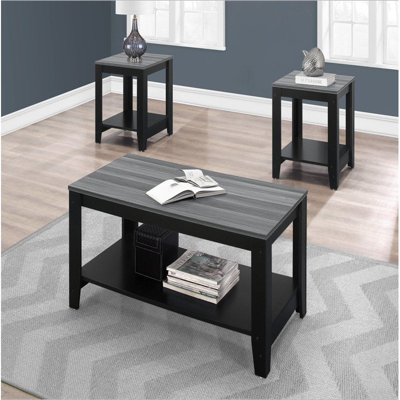 Ensemble de table, ensemble de 3 pièces, café, bout, côté, décor, salon, Gris foncé, Black