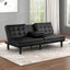 Futon canapé-lit de style contemporain à finition brune, siège convertible en siège capitonné et dossier rabattable avec porte-gobelet USB-362387246