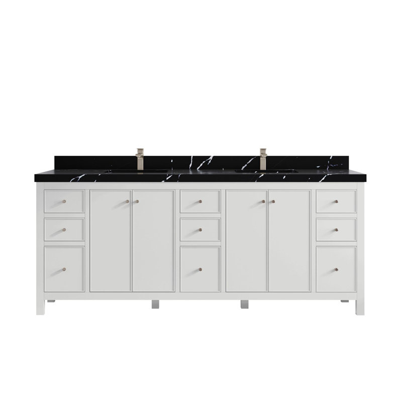 Meuble-lavabo double 84 po avec plateau Bronya