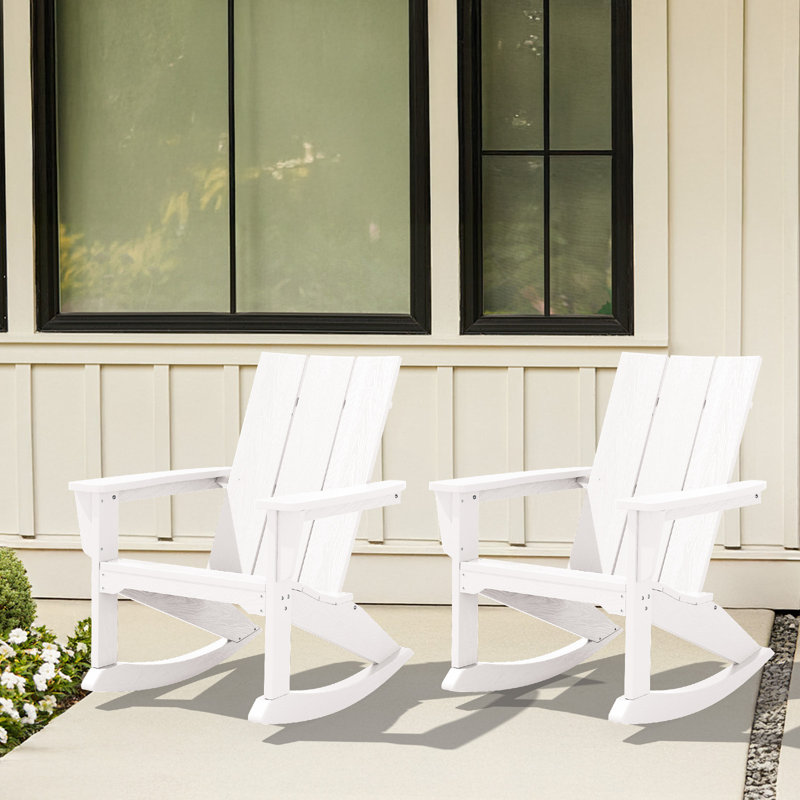 Wolak HDPE Rocking Adirondack Chair(Set Of 2), White