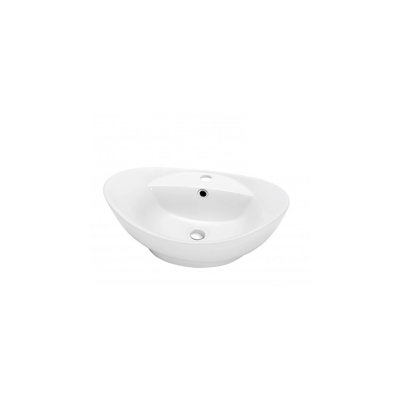 Espace Habitation GBI Curaçao 15.4'' Glossy White Porcelain Oval Bathroom Sink with Overflow