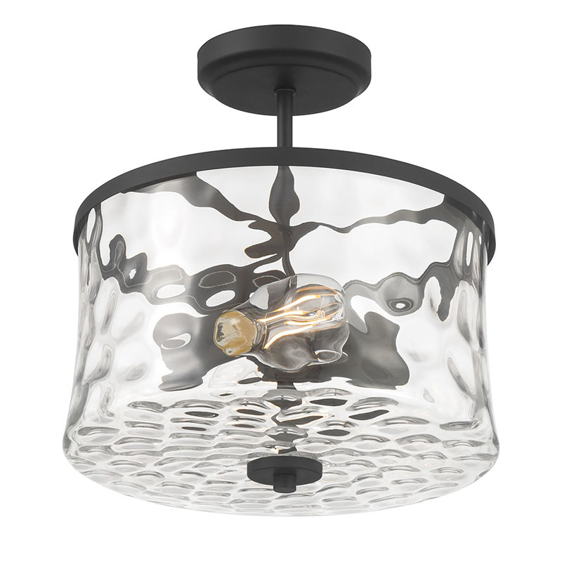 Clarvyn 12" Wide 2-Light Semi-Flush Mount, Matte Black