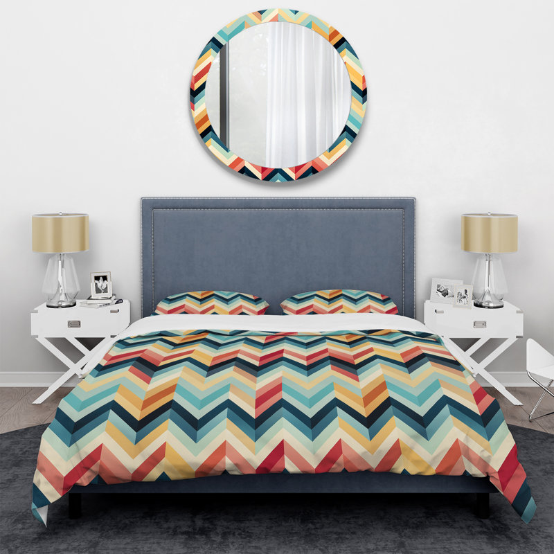 Tribal Fusion Chevron Motif III - Ensemble de housse de couette à chevrons - Microfibre de polyester