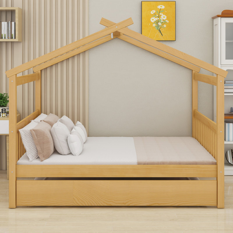 Lit en bois avec couchette, Naturel