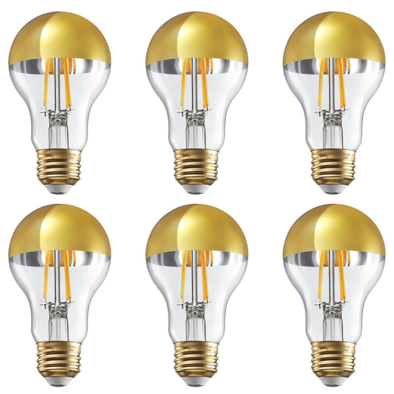 4.5W (40W Eqv.) A19 LED Light Bulbs, Diimmable Half Chrome Anti Glare Light Bulbs, Vintage LED Edison Bulbs, 2700K Soft White, UL Listed, E26 Base