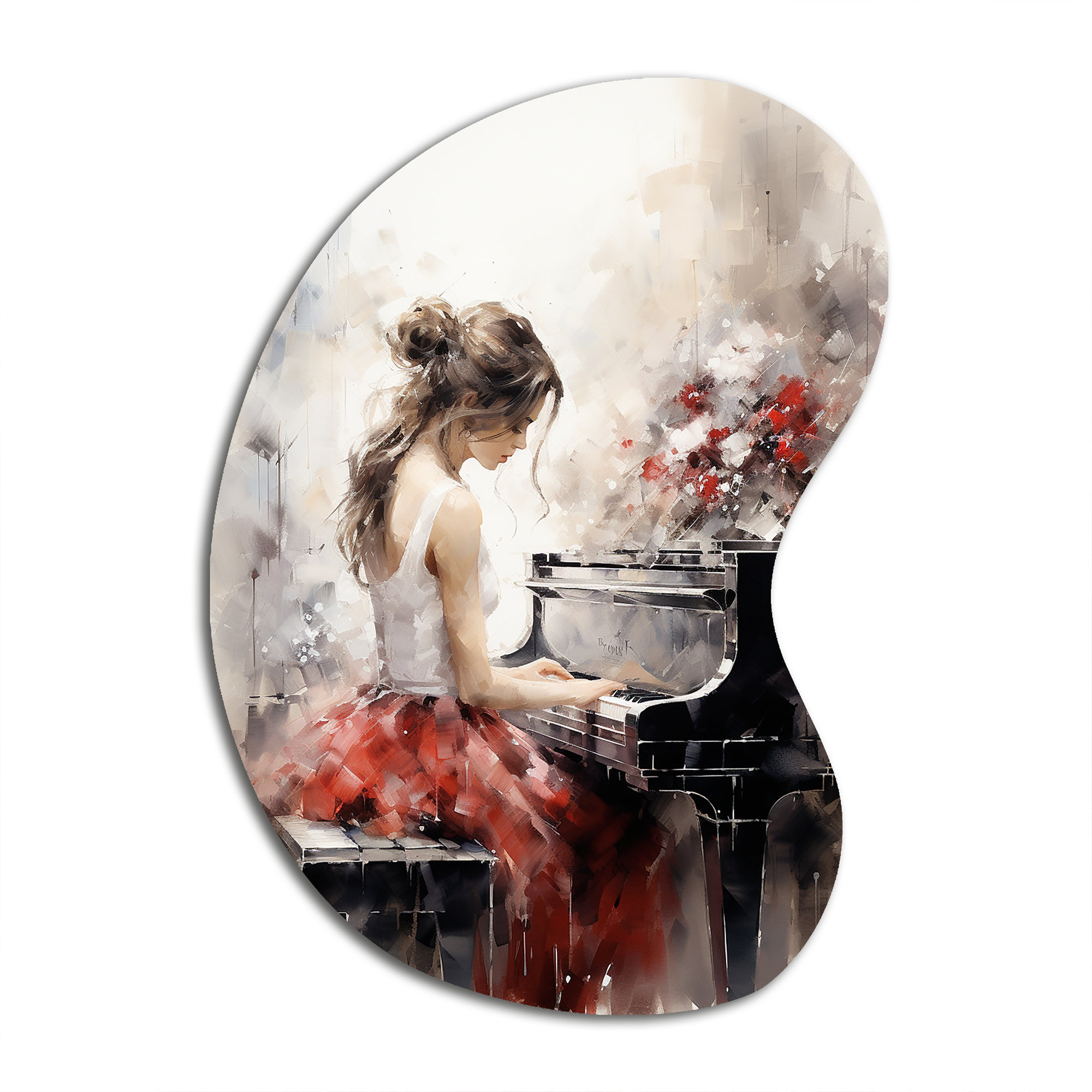 Lark Manor™ Beige Red Music Piano Harmony II - Unique Shape Music Metal ...