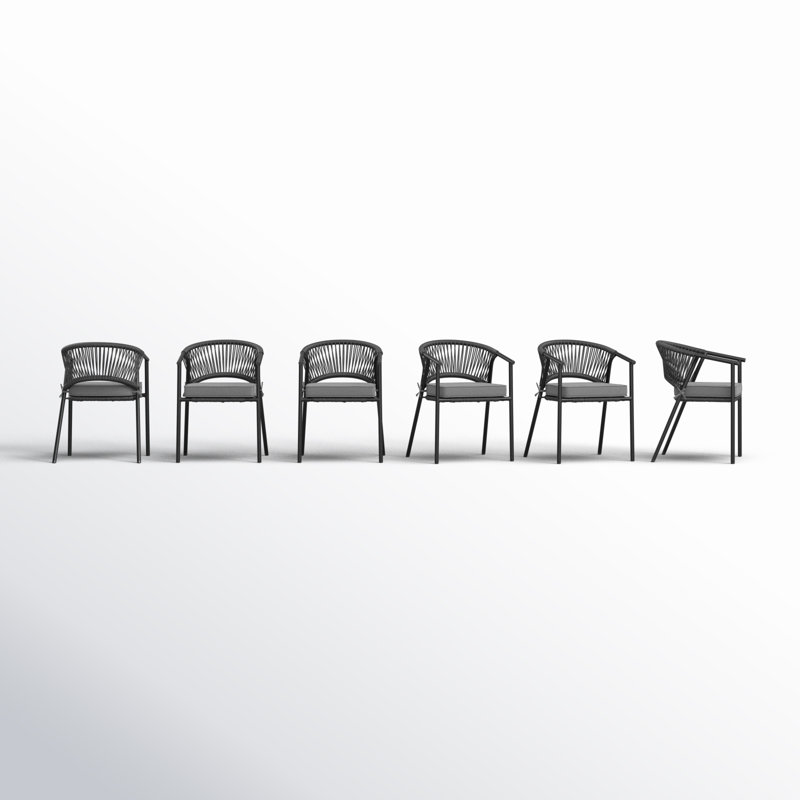 Adila Outdoor Stacking Dining Armchair with Cushion, Gray