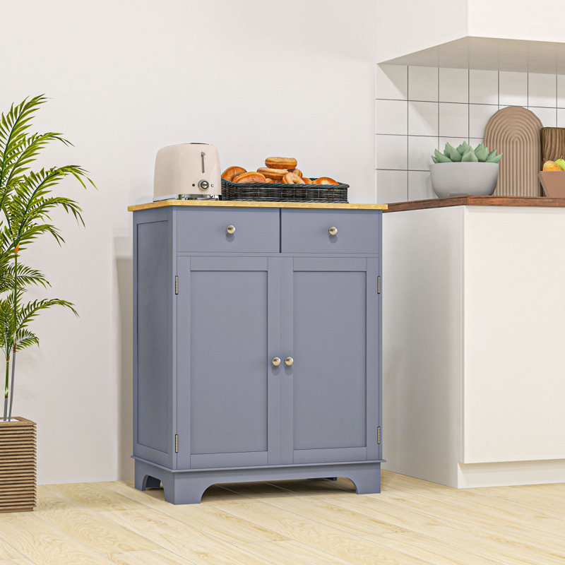 Sideboard Buffet With 2 Drawers For Coffee Bar Storage, Gray
