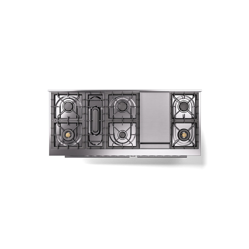 ILVE Professional Plus II 60 in Dual Fuel Range 9 Burner, Griddle, Ral Classic/Stainless Steel, Liquid Propane