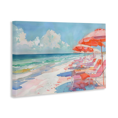 Toile avec chaises relaxantes Peach Beach, design par LSR Design Studio