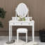 Ensemble de coiffeuse avec miroir à angle réglable, ensemble de coiffeuse et tabouret rembourré avec 5 tiroirs-338007404