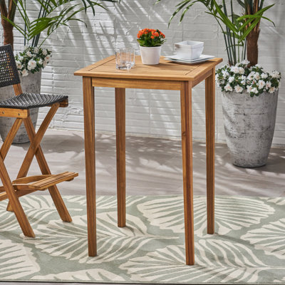 Table de bar d'extérieur carrée en bois d'acacia minimaliste