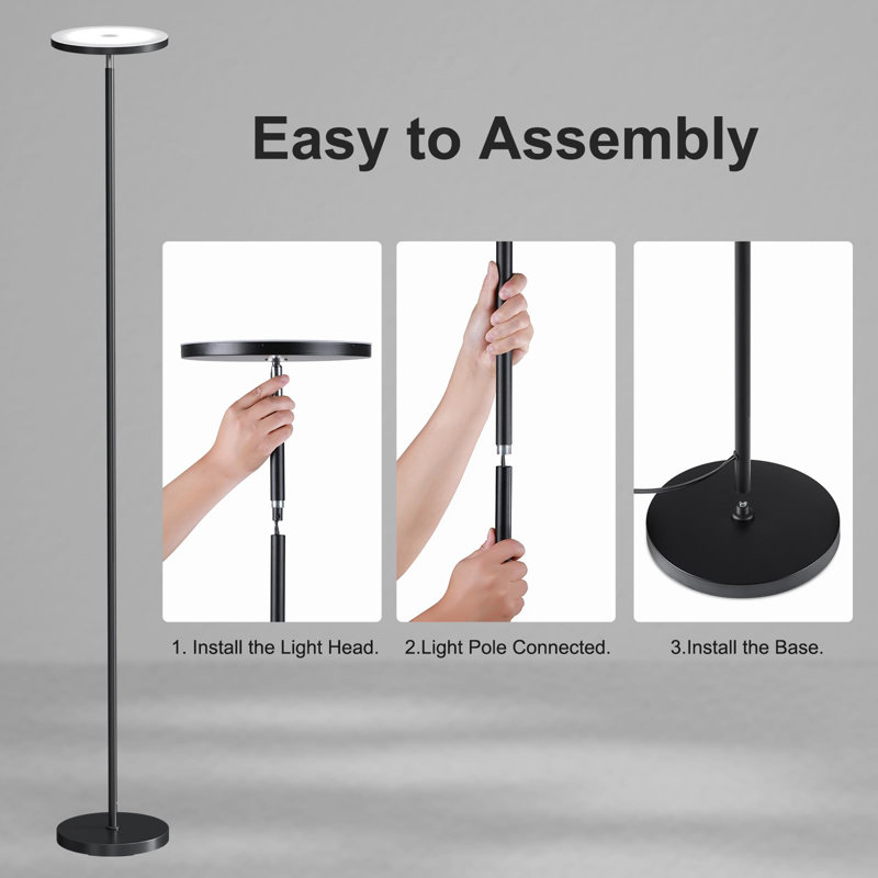 32W Super Bright LED Floor Lamp with Remote Control, Black