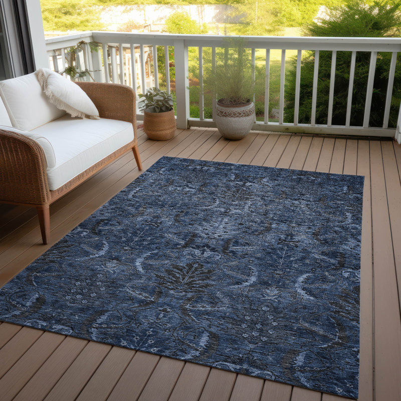 Rustica Blue Washable Indoor-Outdoor Rug - , 8' x 10'